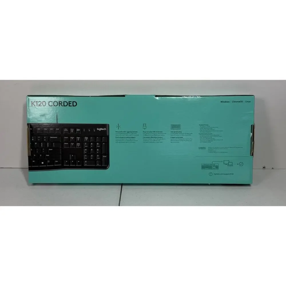 Logitech K120 USB Wired Keyboard for PC Black NEW In Box